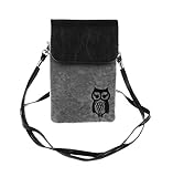 Kiss Gold Owl Print Vertical Mini Cotton Cellphone Pouch, Grey