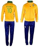 Fan Kitbag Brazil Neymar Jr #10 Kids Soccer Tracksuit All Youth Sizes ✓ Neymar Jr #11 Soccer Track Jacket Top ✓ Kids Soccer Track Pants ✓ GIFT READY Packaging ✓ (YM 8-10 Years Old, Neymar Jr #10)
