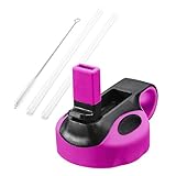 Glink Straw Lid/Cap for Hydro Flask Wide Mouth Sports Water Bottle with 2 Plastic Straws, Fits Hydro Flask Water Bottle - Cherry Red