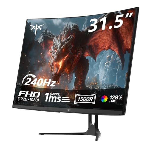 Écran PC Gamer Incurvé 32 Pouces, FHD 1920×1080, 240 Hz OC 280 Hz, 1 ms MPRT, Dalle VA 1500R, HDR10, Contraste 5000:1, AMD FreeSync, Flicker-Free, 128% sRGB, HDMI/DP, VESA 100×100, H32C5