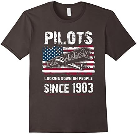 Mens Pilots looking down on people since 1903 funny tshirt Large Asphalt