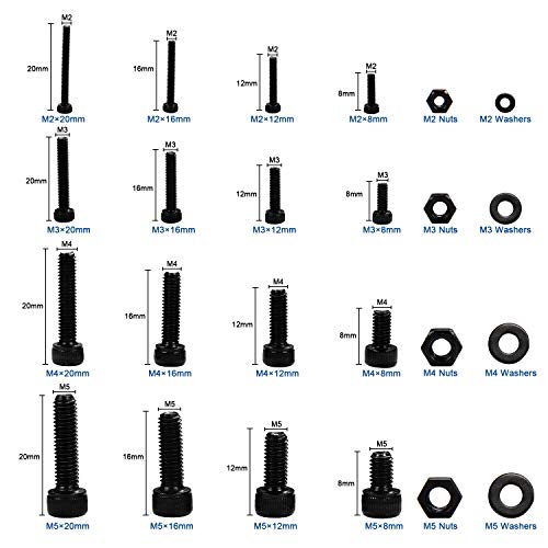 NINDEJIN M2 M3 M4 M5 Alloy Steel Socket Head Cap Screws Nuts Set 1060pcs Carbon Steel Screws Assortment Kit