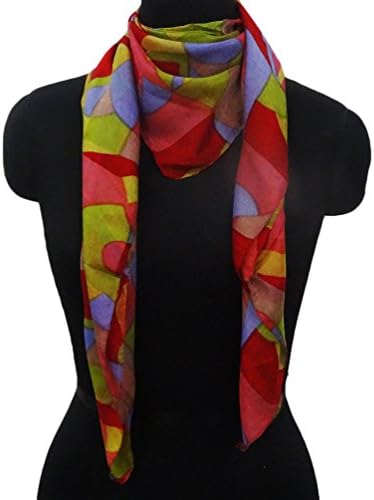 Pure Silk Scarf Square Shape Multicolor Hijab Abstract Pattern Wrap Scarves 37” x 37” Stole Anniversary Gift Item
