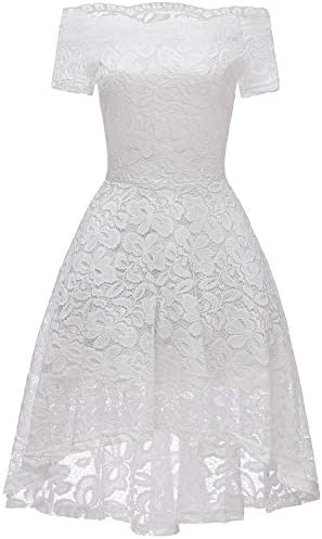 Women Lace Scallop Bardot Dip Hem Vintage Pinup Elegant Evening Party Cocktail Dress