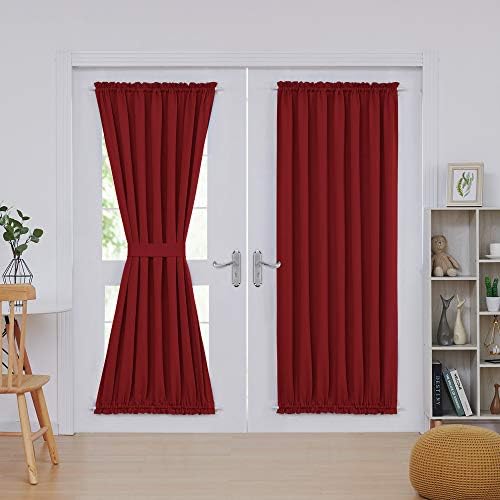 Deconovoフレンチドア用カーテンパネル 遮光 断熱 パティオのドア用 54wx72l Inch 2 Panels レッド Ct1568d 4