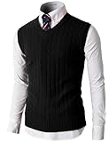H2H Mens Casual Slim Fit Soft Acrylic Solid Pullover Cable Sweater Links-Vest