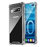 ROYBENS Galaxy S10 Plus Case, Clear Thin Shockproof Hard Plastic Back, Soft TPU Bumper Cover with Reinforced Corners, Slim Fit Transparent Hybrid Protective Case for Samsung Galaxy S 10 Plus 6.4 Inch