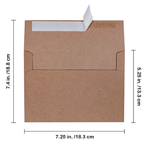 Supla 150 Pcs A7 Envelopes Brown Kraft Invitation Envelopes 5 x 7 Envelopes Self Seal Business Envelopes Photo Envelopes Greeting Card Blank Envelopes for Weddings Invitations Baby Shower Stationery