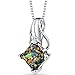 PEORA Created Black Fire Opal Signature Solitaire Pendant Necklace for Women 925 Sterling Silver, 1.50 Carats Princess Cut 8mm, with 18 inch Chain, Opal Necklaces for Women, Opal Wedding Necklace