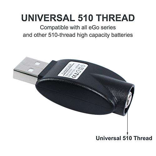 510-Thread USB Smart Charger with Over-Charge Protection, Compatible with Standard 510 Threaded Devices – 2 Pack