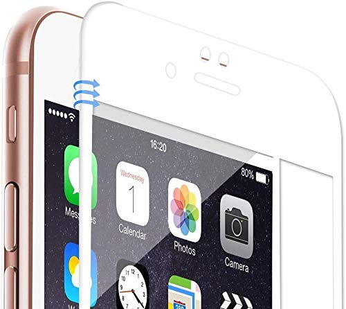 RKVMM Screen Protector For iPhone SE (2020)/7/8/SE 2nd Generation Screen Protector, Full Coverage Curved 3D Tempered Glass Screen Protector Covers Edge to Edge Screen 9H Hardness (White)