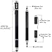 MEKO 3-in-1 Precision Series Disc Stylus Pen, 6-Inch (2 Piece) with 4 Pieces Disc, 2 Pieces Fiber Tip and 2 Pieces Refill Ink - Black/Black