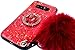 Aulzaju Note 9 Case with Ring Stand Samsung Galaxy Note 9 Case for Women Cute Glitter Note 9 Case with Diamond Ring Holder Note 9 Case with Wrist Strap Marble Design Note 9 Fashion Bling Case-Red