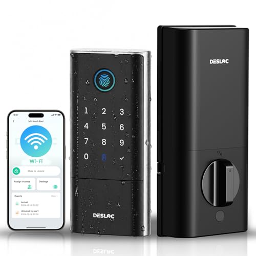 DESLOC Smart Lock K120 with GPT 3D Fingerprint, 15,000mAh Battery (Up to 16 Months), Keyless Entry Door Lock with Built-in WiFi, IP65 BHMA Grade 3 Deadbolt for Home, Rental & Airbnb, Black DESLOC Smart Lock K120 with GPT 3D Fingerprint, 15,000mAh Battery (Up to 16 Months), Keyless Entry Door Lock with Built-in WiFi, IP65 BHMA Grade 3 Deadbolt for Home, Rental & Airbnb, Black