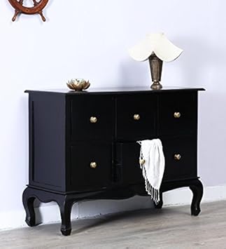 Furniselan Solid Wood Chest of Drawer Cabinet in Walnut Finish