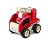 Wonderworld Miniature Wooden Fire Engine Vehicle Push Toy -  Movable Ladder, Driver Included, Real Rubber Tires
