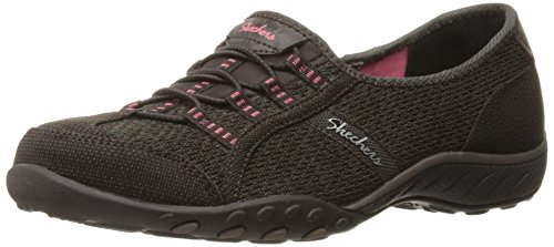 Skechers Sport Women's Breathe Easy Save The Day Fashion Sneaker, Chocolate/Taupe Mesh/Brown/Coral Trim, 7 M US