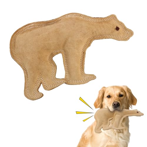 SPOT Dura-Fused Leather Bear Dog Toy – Durable Real Leather & Jute Chew Toy wit…