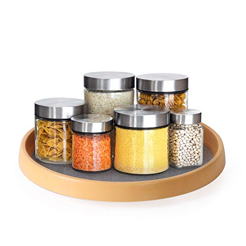 MAYER\'S BEST Non-Skid Pantry Cabinet Organizer Lazy Susan Turntable, 12-Inch, Wood Color