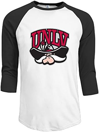 Logon Men's Unlv Logo Customized 100% Cotton Three-Quarter Sleeve Raglan Crew-Neck Summer T-Shirts Black XXL