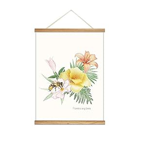 Hanging Poster Wooden Framed Beautiful Birds Flowers Plants Theme Home Wall Canvas Prints Ready to Hang - 18"x24" inches