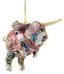 Value Arts Handmade Cloisonne Pink Flying Pig