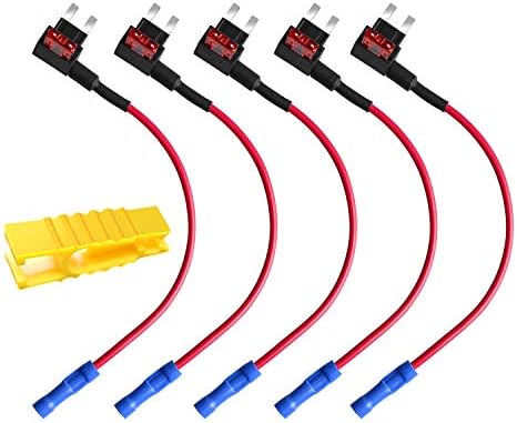 Win Power ミニ平型 ヒューズ電源取り出し配線 12v24v兼用 10a ヒューズ付き 5本セット 車平型ヒューズホルダー レッド 送料無料新品