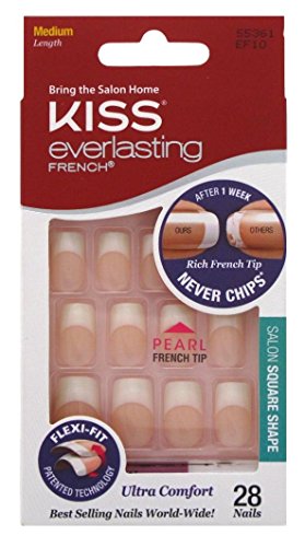 Kiss Everlasting French Nail Kit Medium Pearl Tip 28 Nails (2 Pack)