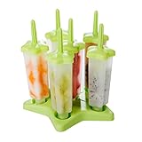 CHICHIC Popsicle Molds, Ice Pop Maker, Ice Pop Molds, BPA-Free, Repeated Use, Set of 6, Green