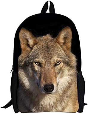 Cool 3D Staring Wolf Children 16-inch School Book Bag Printing Backpacks For Kids,Boys or Girls
