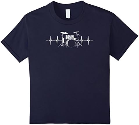 Kids Drums Heartbeat Shirt Passionate Drummer Band Member Tee 12 Navy