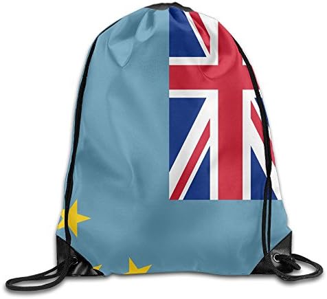 Adults &amp; Children Tuvalu Flag Leather Reinforced Corners Removable Waterproof Double Shoulder Swimming Team Issue Rucksack Gymbag Gym Drawstring Bags Sackpack Use