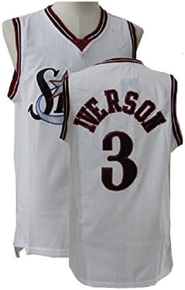 Youth Allen Retro Jerseys Iverson Athletics Jerseys Kid's(Boys) Basketball #3 Jersey White (S-XL) (M)