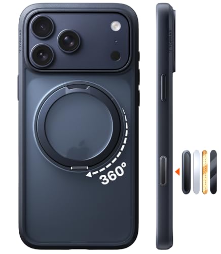 Photo 1 of TORRAS Upgraded 360 Magnetic Stand for iPhone 17 Pro Max Case with Camera Control Button, Fit for MagSafe with Ring, Mil-Grade Protection, Translucent Slim for iPhone 17 ProMax Case Ostand, Black
