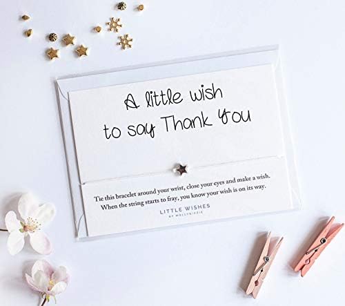 A Little Wish to Say Thank You Charm Bracelet with Envelope Good Luck Present Birthday Christmas Card