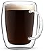 Double Wall Coffee Mug Set of 2, 13.5 oz - Dishwasher & Microwave Safe - Clear, Unique & Insulated Glass with Handle