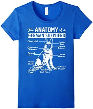 Womens The Anatomy Of A German Shepherd Shirt Small Royal Blue