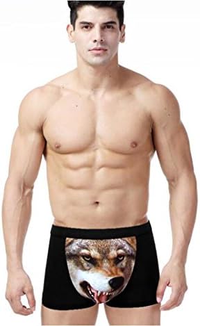 Carlie Mens 3D Sexy Wolf Head Boxers Briefs Underpants Short Underwear (XXL, Black)
