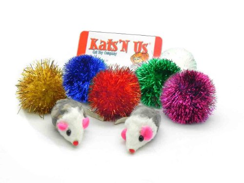 Sparkle Ball & Mouse with Rattle Cat Toy Pak