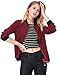 Allegra K Women's Multi-Pocket Zip Fastening Lightweight Bomber Jacket S Red
