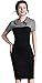 HOMEYEE Women's Retro Chic Colorblock Lapel Career Tunic Dress B238 (M, White +Black - Short Sleeve)