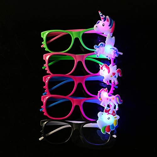 12ct LED Light Up Sunglasses - Flashing Multi Colored Led Glasses Best Party Favors Light Up Flashing Glasses for Children (Unicorn)