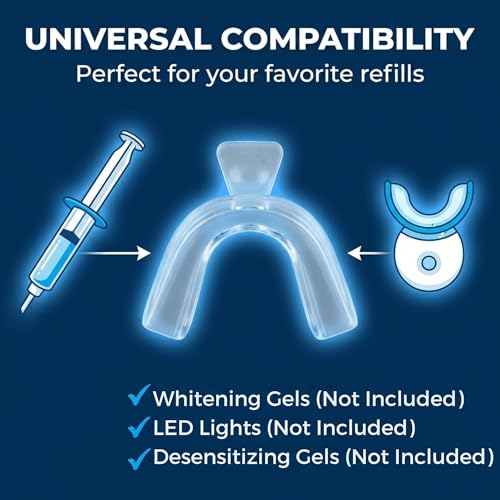 Auqewl Moldable Teeth Whitening Trays, 5 Piece Trimmable Food Grade Silicone Teeth Whitening Moulds, BPA Free Reusable Dental Trays with Storage Case for Home Use
