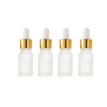Download Amazon Com 4 Pcs Dropper Bottles Frosted Glass Essential Oil Dropper Bottles Perfume Sample Bottles Cosmetic Liquid Containers Bottles With Glass Eye Dropper And Gold Lids 10ml 0 3oz Beauty