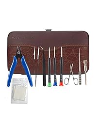 Kit de herramientas de bricolaje para reparación del hogar o kit de herramientas DIY RTA RDA RBA construcción bobina Jig Allen destornillador tijeras alicates cerámica pincel 9 en 1 funda de piel
