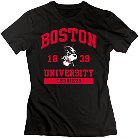 ElishaJ Women's Boston University Fashion Cotton T-shirt Black Size S