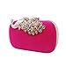 BMC Womens Elegant Rhinestone Peacock Clasp Velvet Cocktail Evening Handbag-PINK