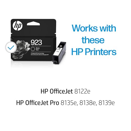 HP 923 Black Ink Cartridge Printers | Works with Printer Series: OfficeJet 8120, OfficeJet Pro 8130 | Eligible for Instant Ink | 4K0T3LN
