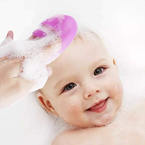 2 Pack of Baby Cradle Cap Brush/Bath Brush with Storage Box, Food Grade Soft Silicone- Rose