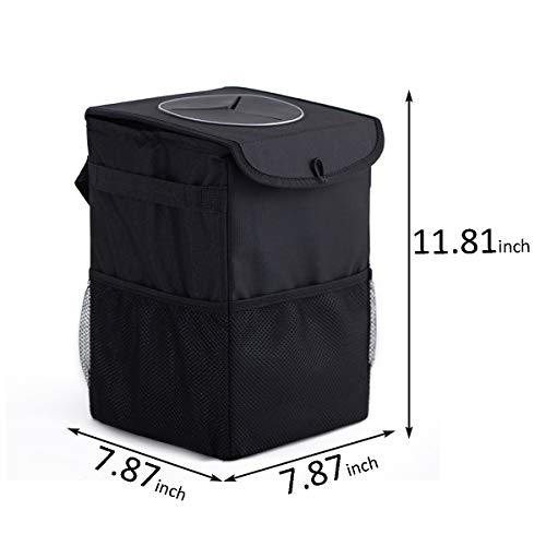 AllinOne Car Trash Can Heavy Duty Drive Bin Premium Hanging Wastebasket, Black - Thumbnail 4